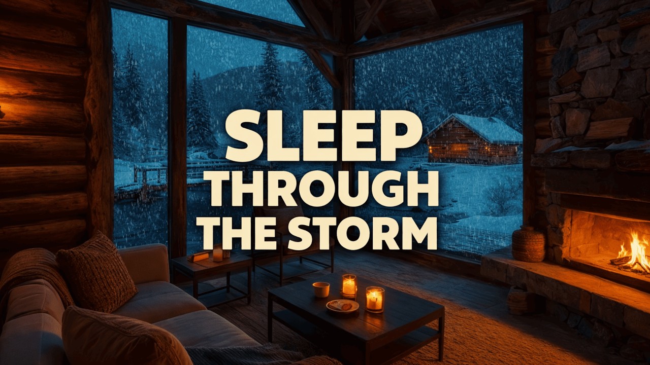 Winter Cabin During Blizzard ❄️ Gentle Piano & Fireplace Ambience for Sleep