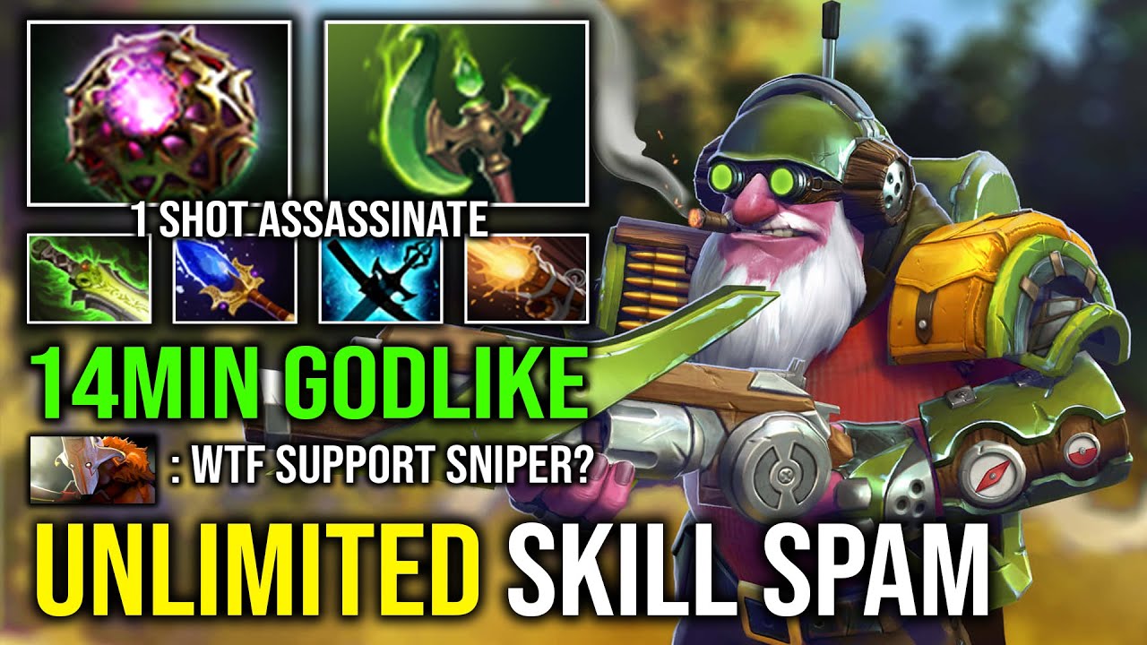 How to Play Annoying Support Sniper 14Min Godlike Unlimited Skill Spam 1 Shot Assassinate Dota 2