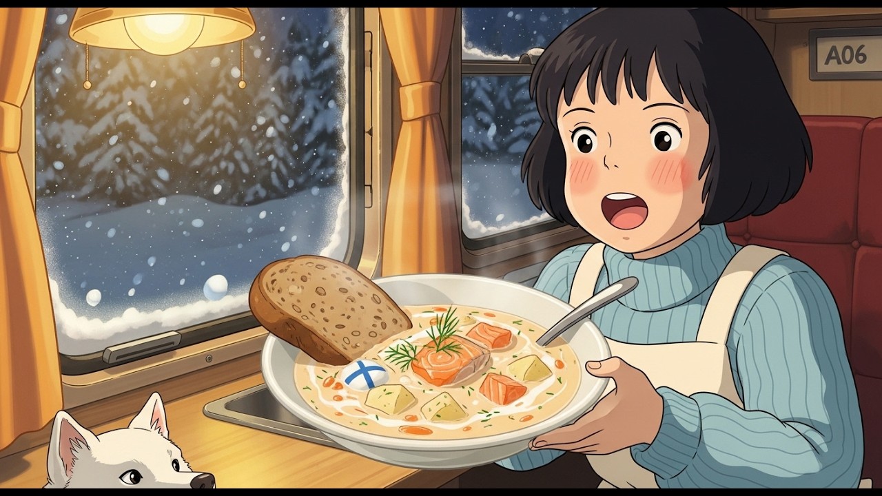 warm little home on a winter train | asmr cooking | cozy european comfort food | ghibli style