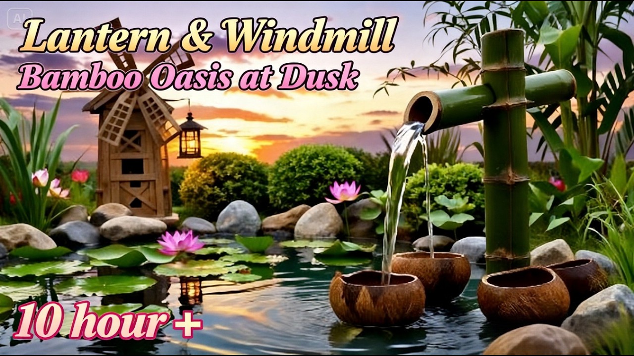 Tranquil Bamboo Water Sanctuary 🌿 10 Hours+ Soothing Evening Sounds for Deep Rest