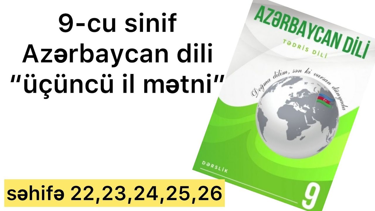 9-cu sinif Azərbaycan dili səhifə 22,23,24,25,26 “üçüncü il mətni”
