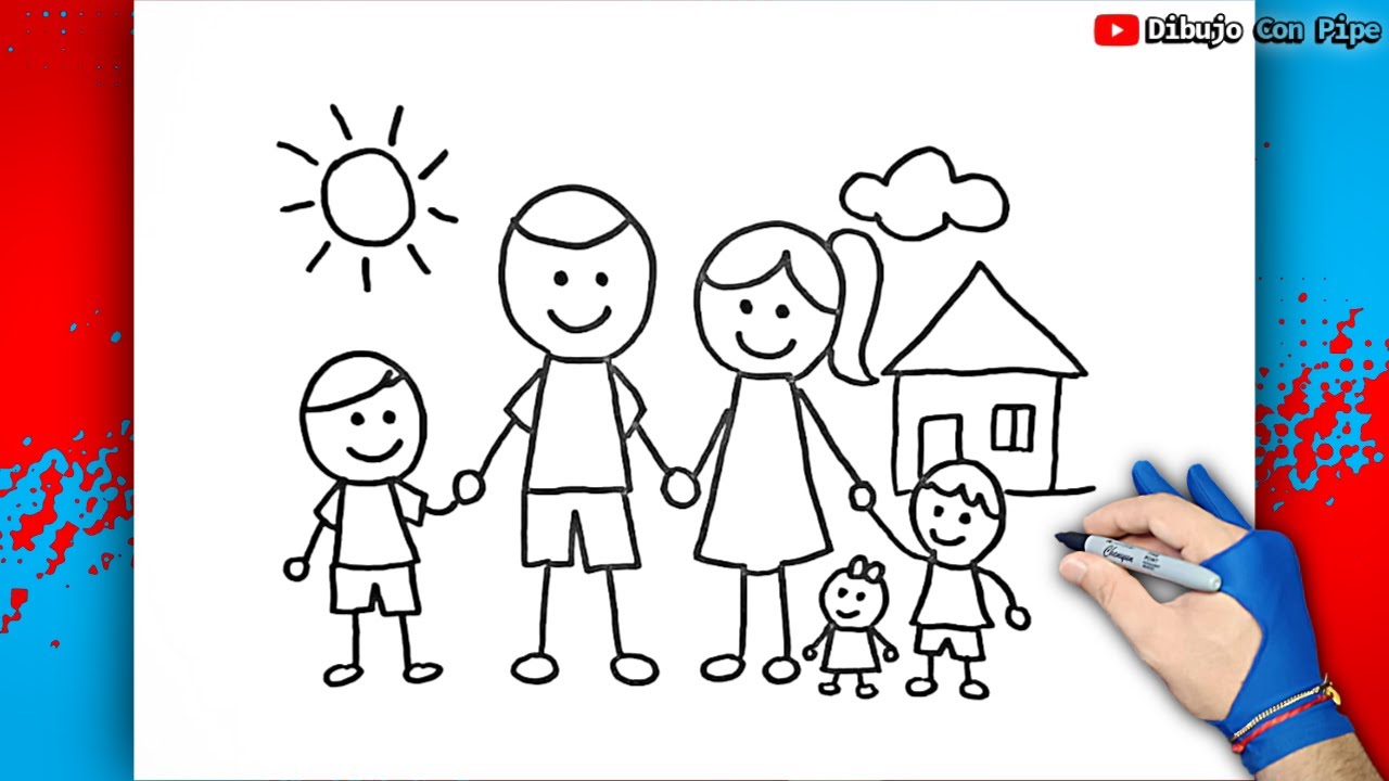 Нарисуйте семью из 5 человек 👩‍❤️‍👨✏️ Рисунки для детей