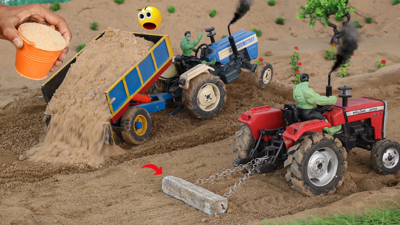 diy mini tractor farm leveling and soil unload in farm science project @Weldux