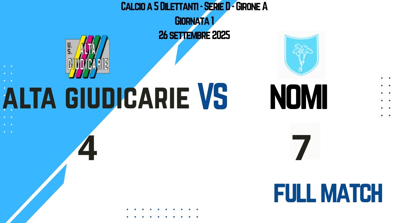 ⚽ Serie D Calcio a 5 2025/26 | Giornata 1 | Alta Giudicarie vs Nomi 4-7 🔥