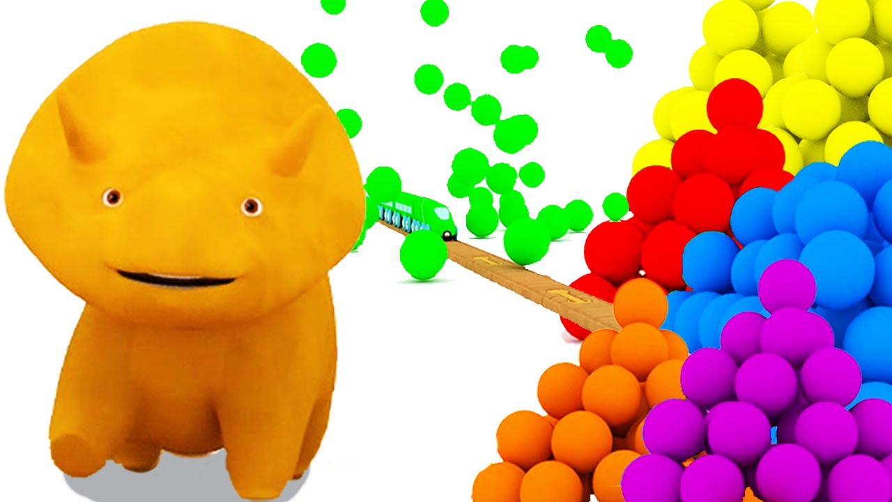 Learn colors with Dino the Dinosaur, balls and trains | Education cartoon for children