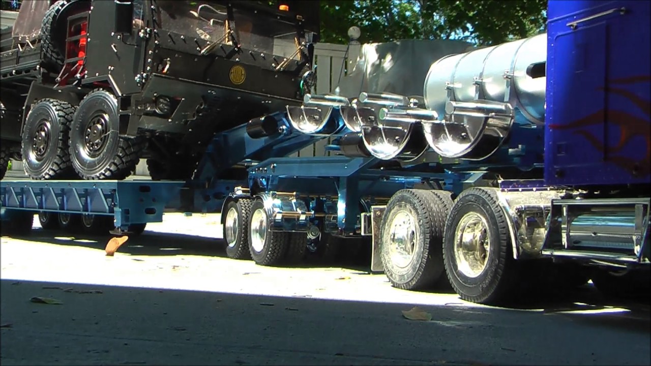 Swingwing 3x8 Widening drake 1/14  Semi Trailer and 2x8 Widening Dolly drake running