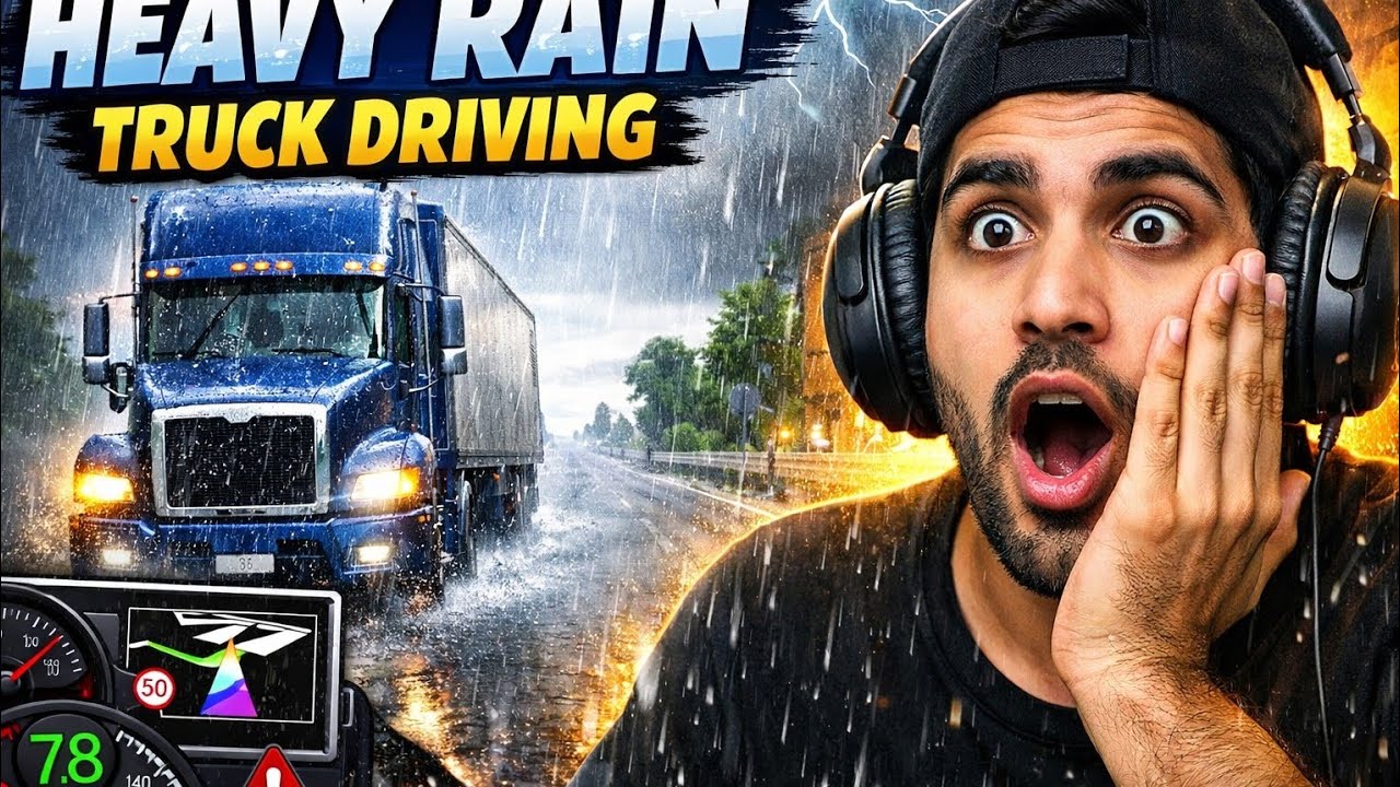“😱 Heavy Rain Truck Driving Challenge!”🚛 Driving a Heavy Truck in Extreme Rain! | Can I Survive?
