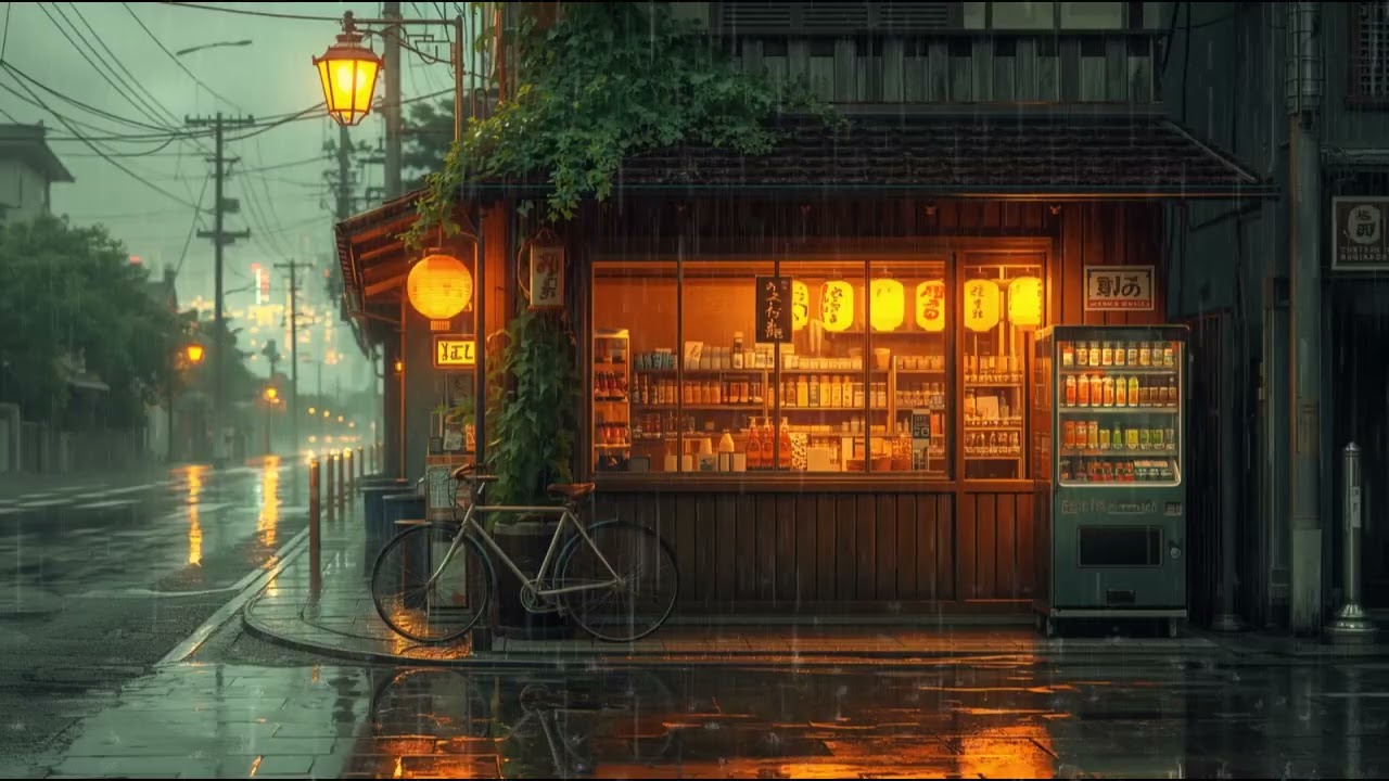 Tokyo Rain Evening ☔ Warm Lanterns | Rainy Lofi Hip Hop Mix 🌧️ Lofi Beats To Study/ Chill