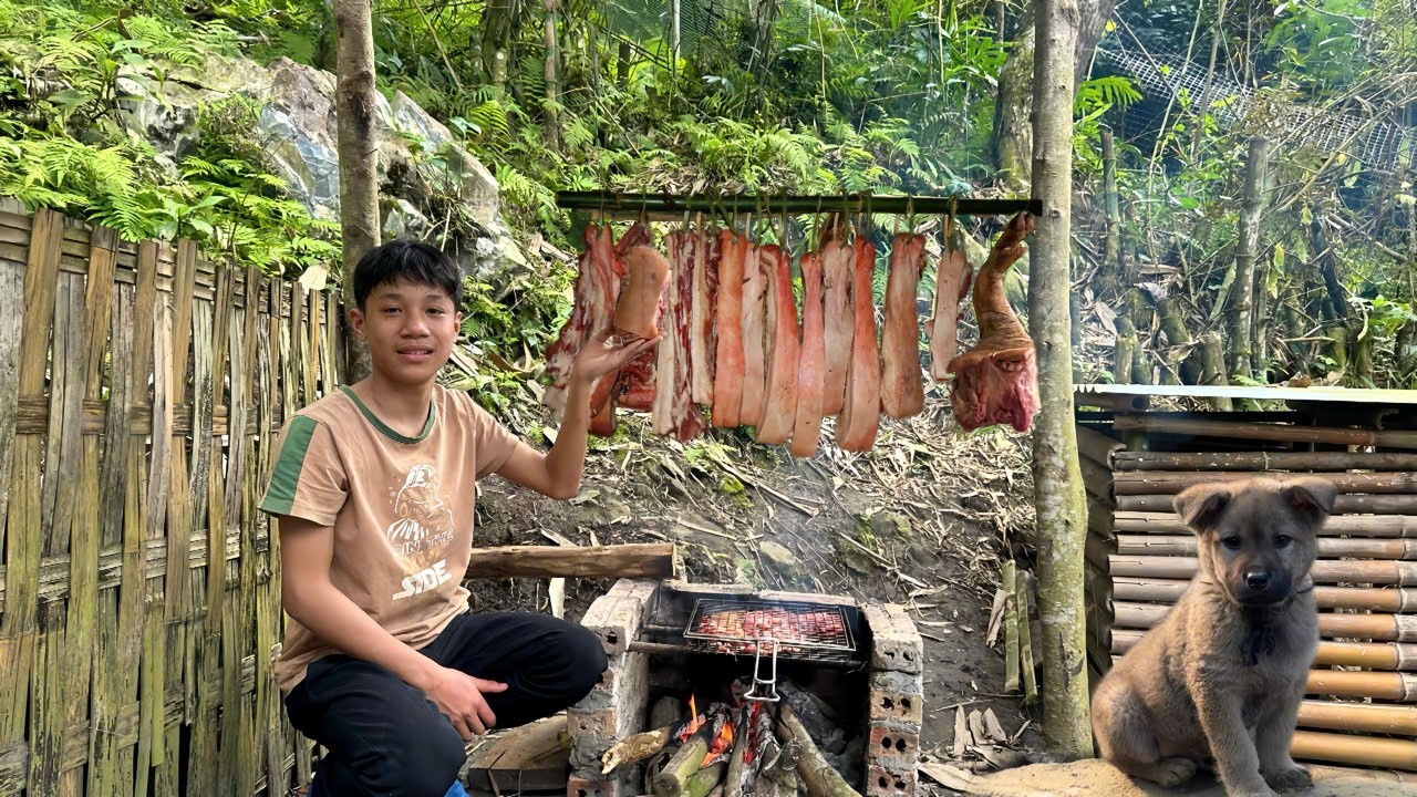 Jota spends his days caring for the chickens and pigs, and preparing pork using traditional methods.