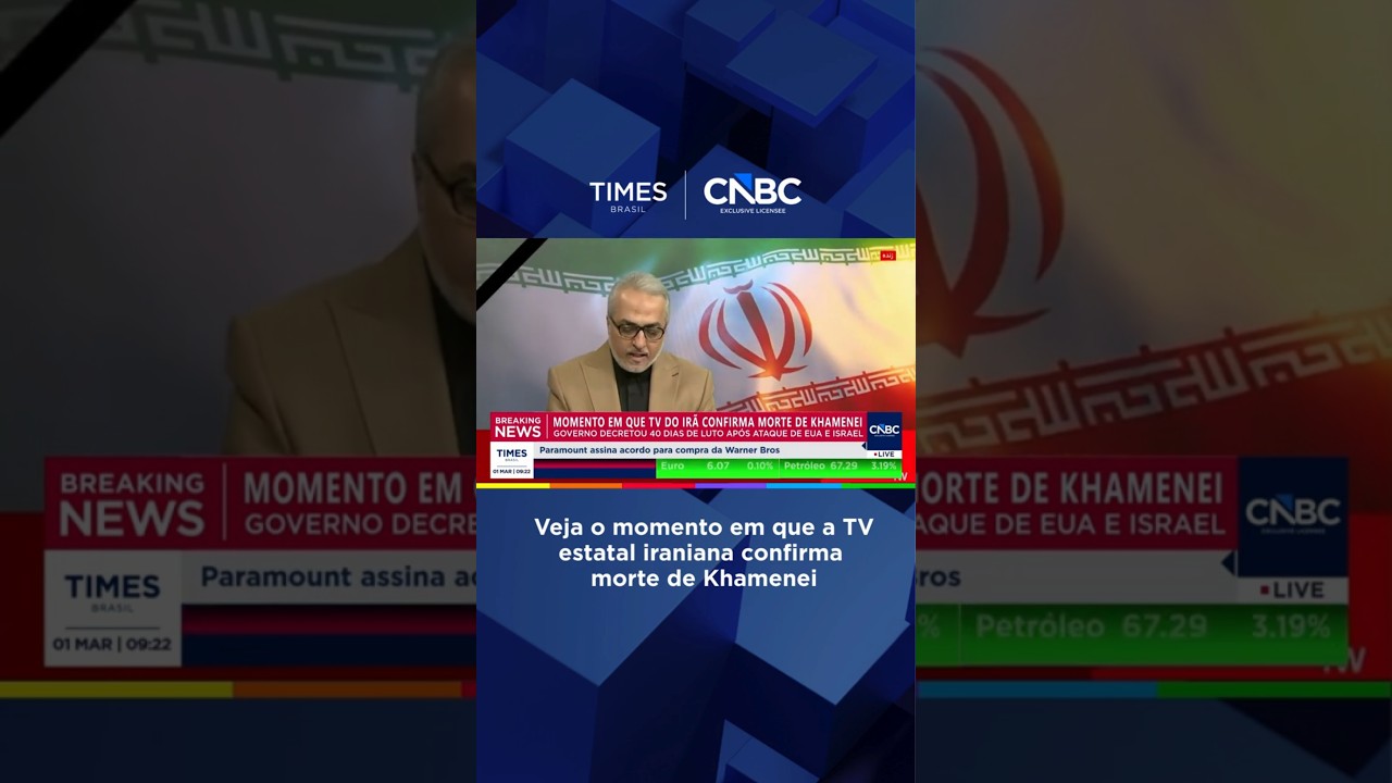 Veja o momento em que a TV estatal iraniana confirma morte de Khamenei #shorts