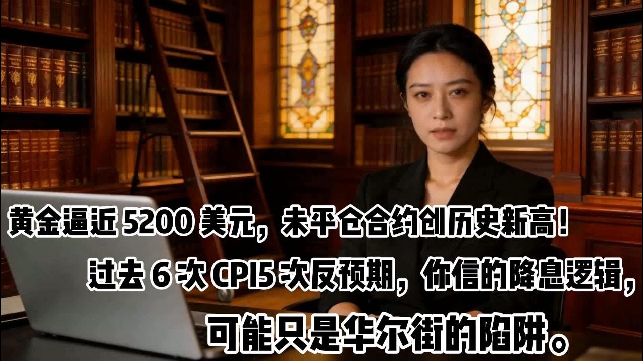 黄金逼近 5200 美元，未平仓合约创历史新高！过去 6 次 CPI5 次反预期，你信的降息逻辑，可能只是华尔街的陷阱。 #黄金 #金价 #美国CPI #零距离看懂财经 #投资 #财经 #美股