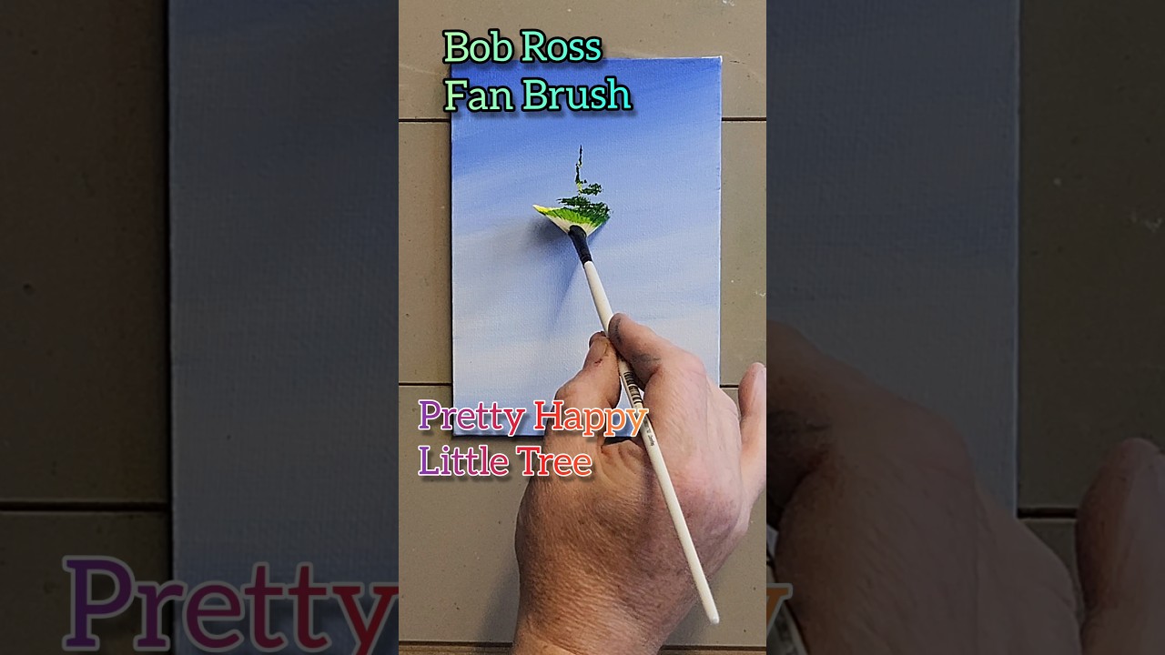Bob Ross Fan Brush happy little tree 🌲 Double Load Super Easy #bobross #shorts