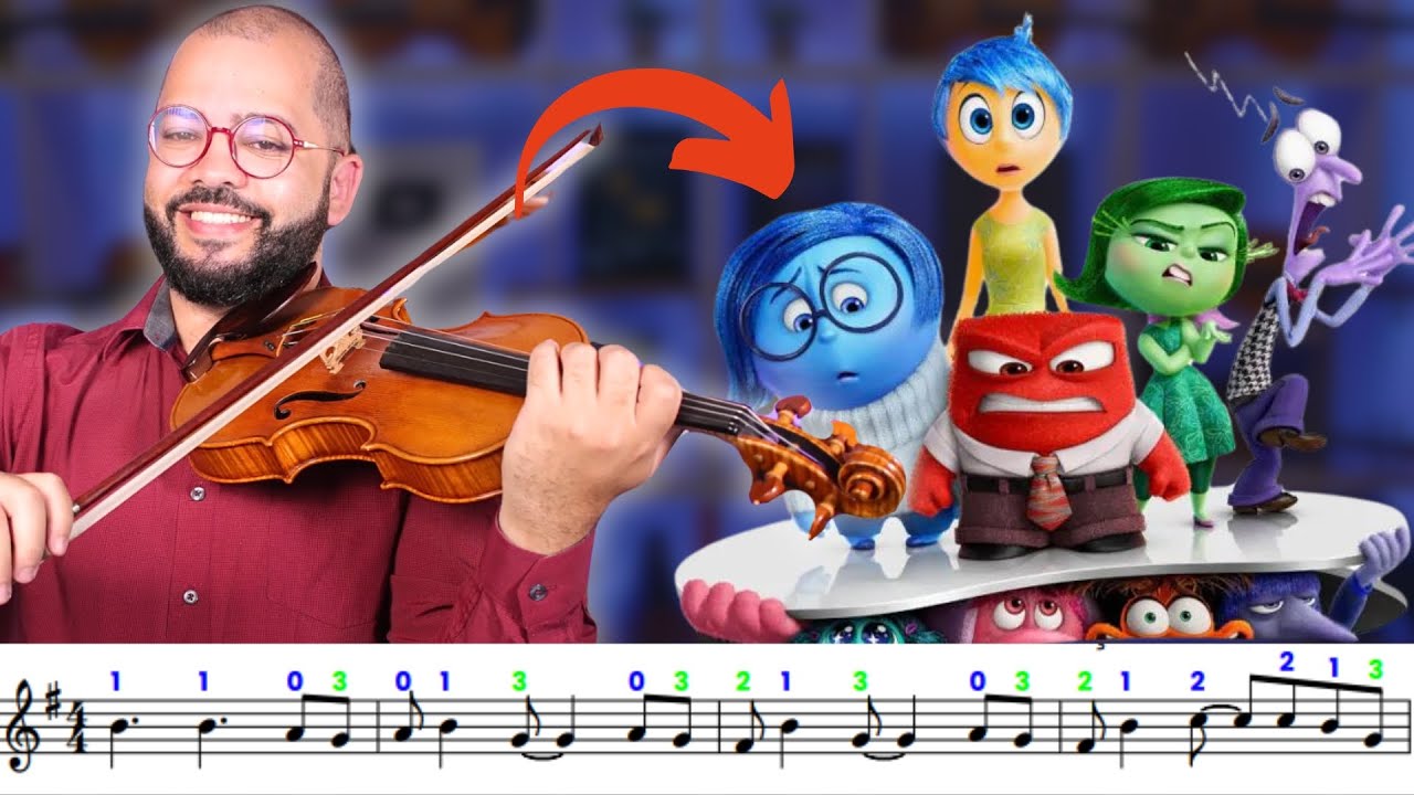 Como Tocar a Música do DIVERTIDA MENTE no Violino | Tutorial e Partitura