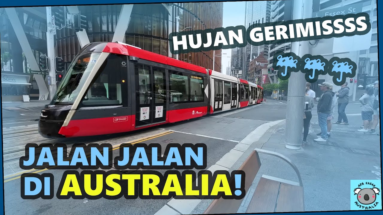 Jalan2 di Sydney Australia Pada Saat Hujan Gerimis dari Sydney Harbour Bridge ke Wynyard Station