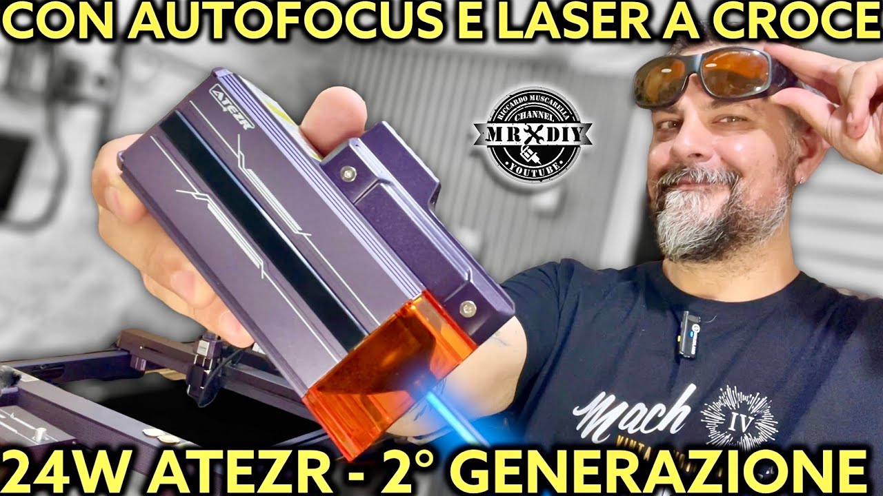 Incisore laser pi&ugrave; potente, di seconda generazione. Atezr 24W con autofocus e puntatore a croce