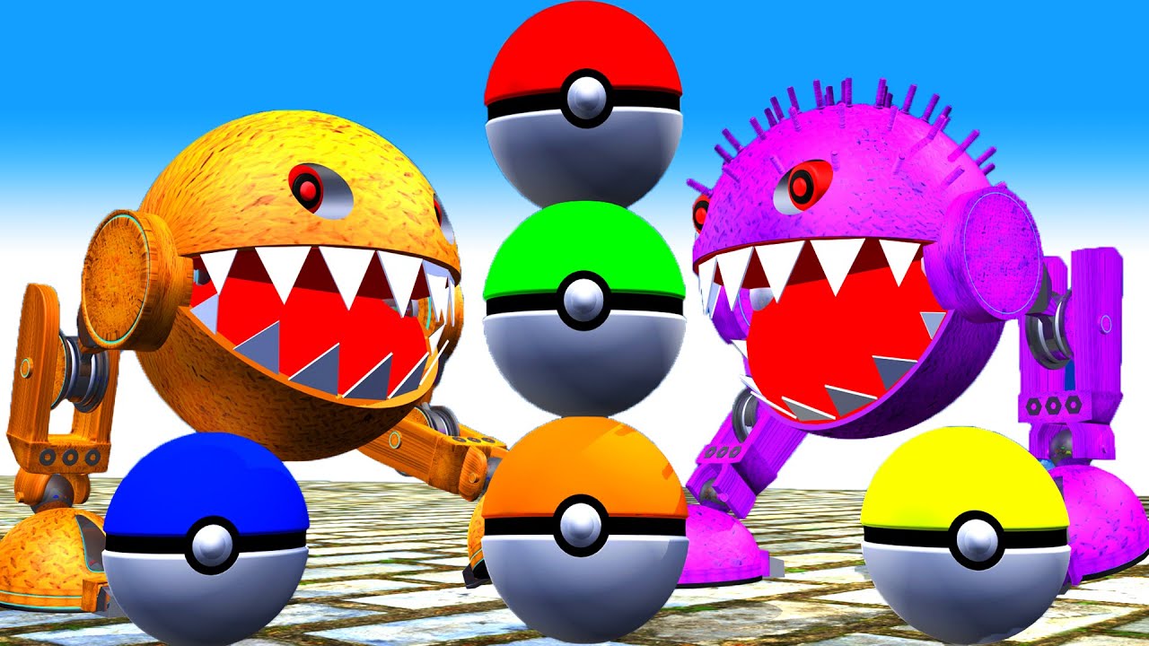 ROBOT PACMAN VS MS PACMAN VS PACMAN MONSTER IN POKEMON A NEW BATTLE BETWEEN ROBOTS #pacman #2024