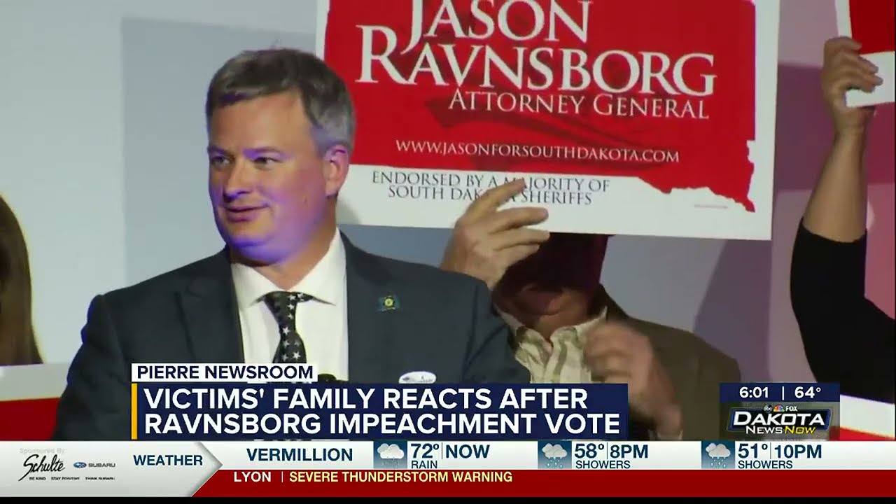 South Dakota Attorney General Jason Ravnsborg impeached in the State House