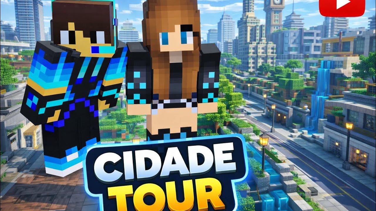 Tour pela nossa cidade no Minecraft! (Meu irmão esconde um segredo?! 🤫)