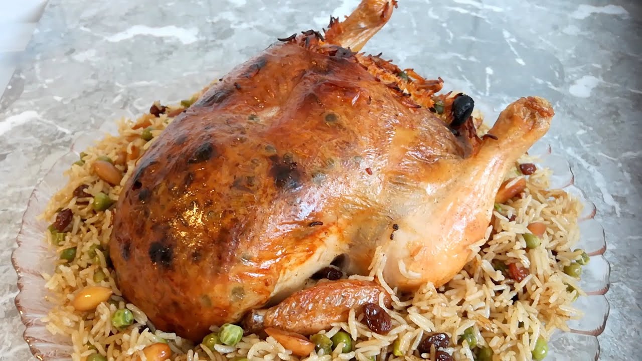 دجاج محشي ومشوي في الفرن* اطيب الاكلات العراقية *