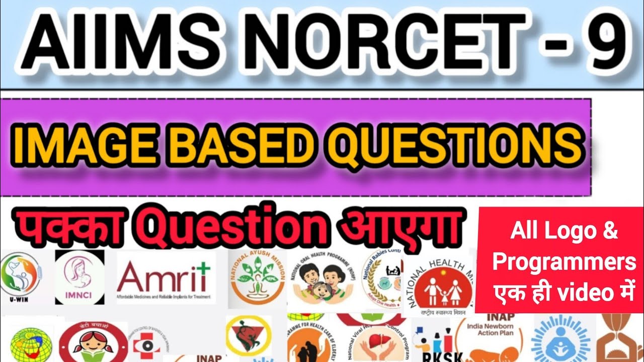 AIIMS NORCET 9: Most Expected Image Based Questions | All Health Programme & Logo | 