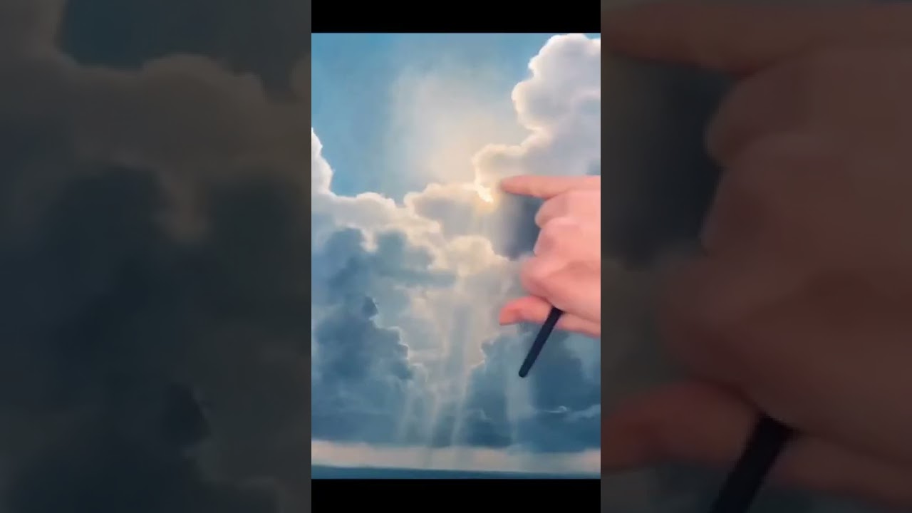 Realistic clouds with hidden sun Painting | Trick