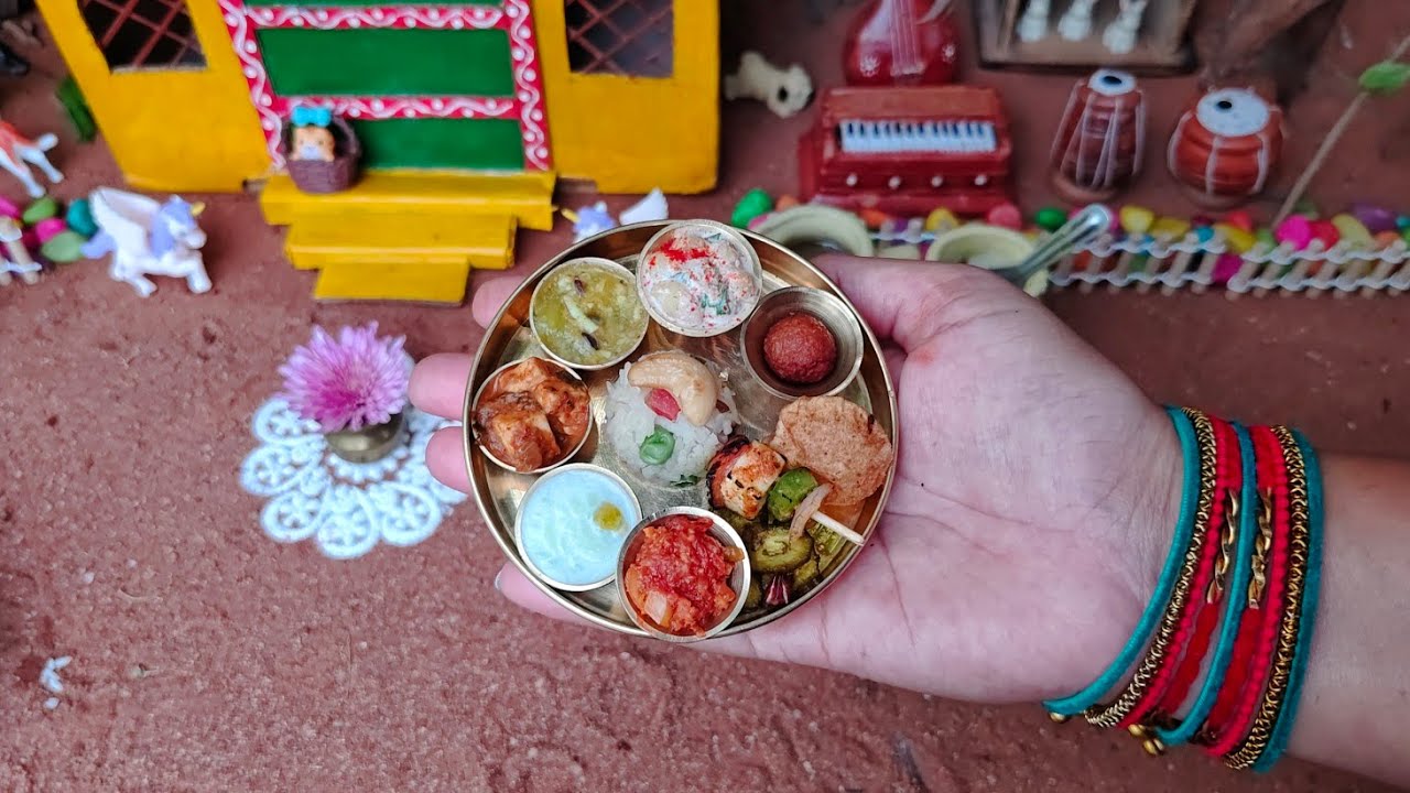 Miniature New Year Special Thali 🎀 Veg Thali Recipe | Rini's Miniature |