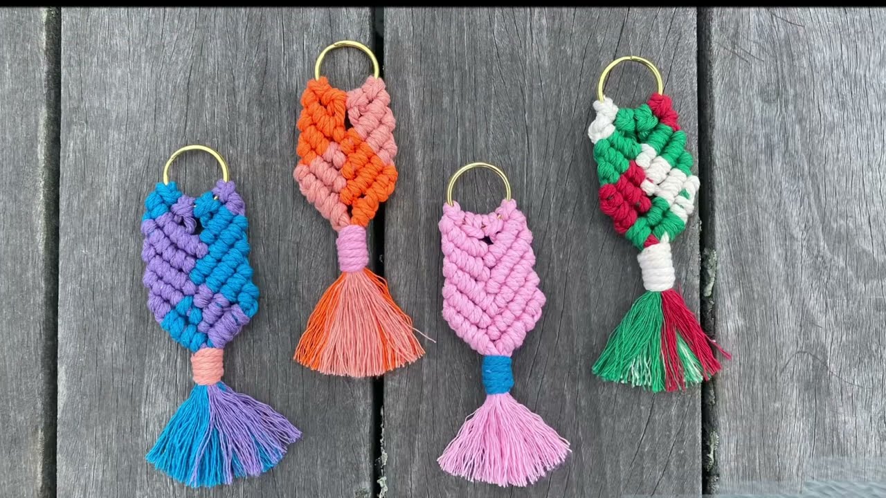 Make a Mystic Mermaid Tail - easy macrame fish tail keychain for beginners