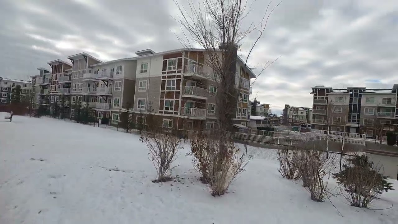 4K winter snow walk -- North-East Calgary -- Canada -- ambient sound