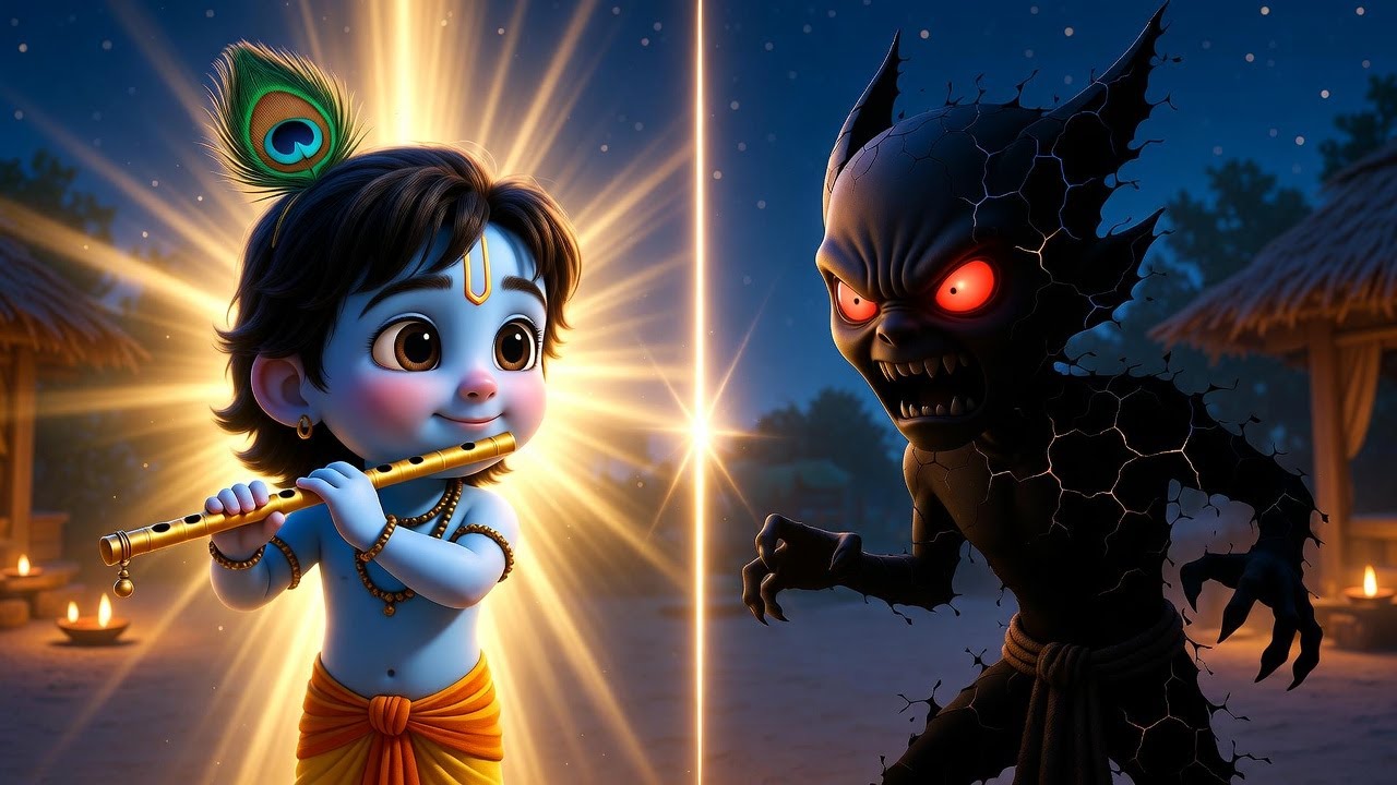 Krishna Saved Vrindavan from Darkness | Little Krishna vs. Darkness! ⚔️ Good Defeats Evil 