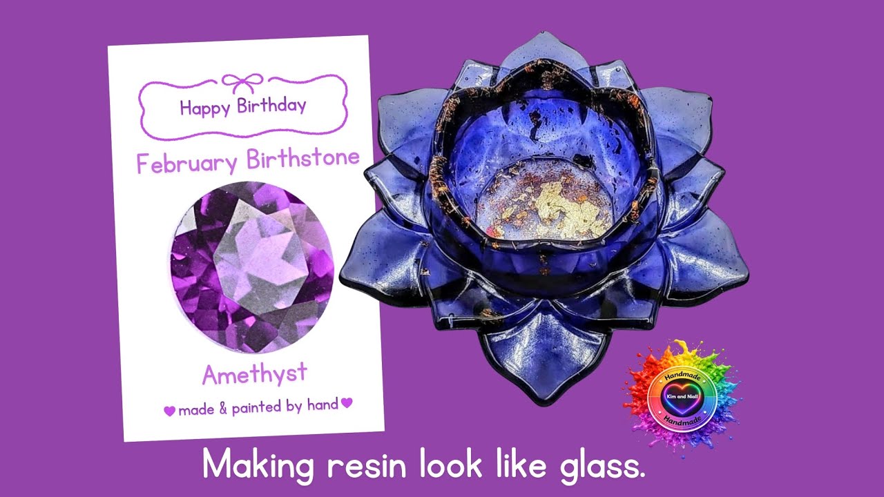 Handmade purple lotus flower, making resin look like glass, inspired by Amethyst crystals. 