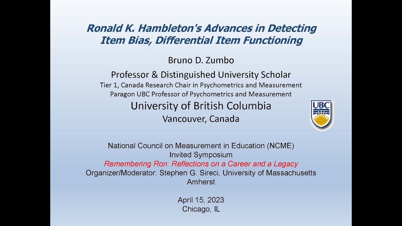 Ronald K. Hambleton's Advances in Detecting Item Bias, Differential Item Functioning (full-length)