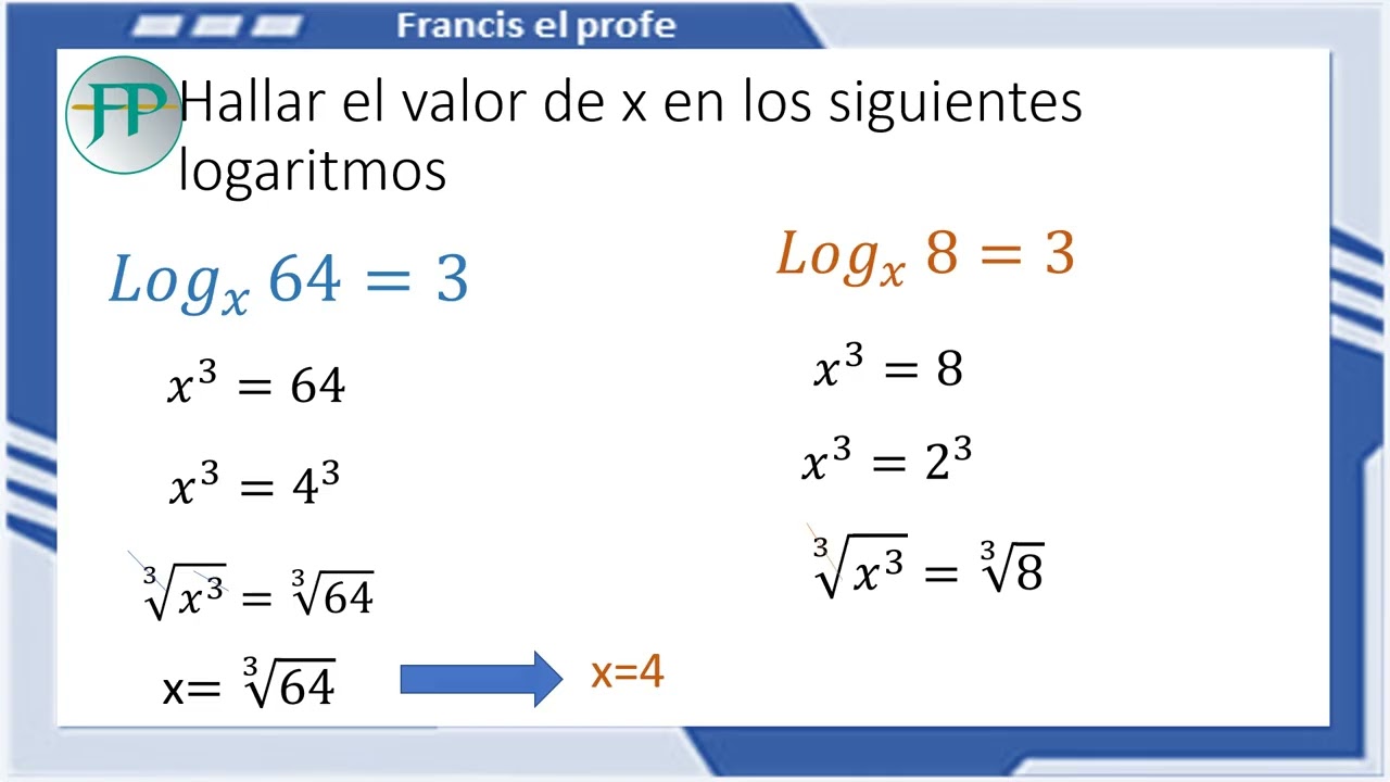 BUSCANDO EL VALOR DE X EN LOGARITMOS
