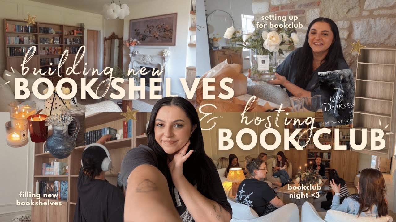 building my NEW BOOKSHELVES & hosting BOOKCLUB! ikea trip, stocking book shelves, setting up to host