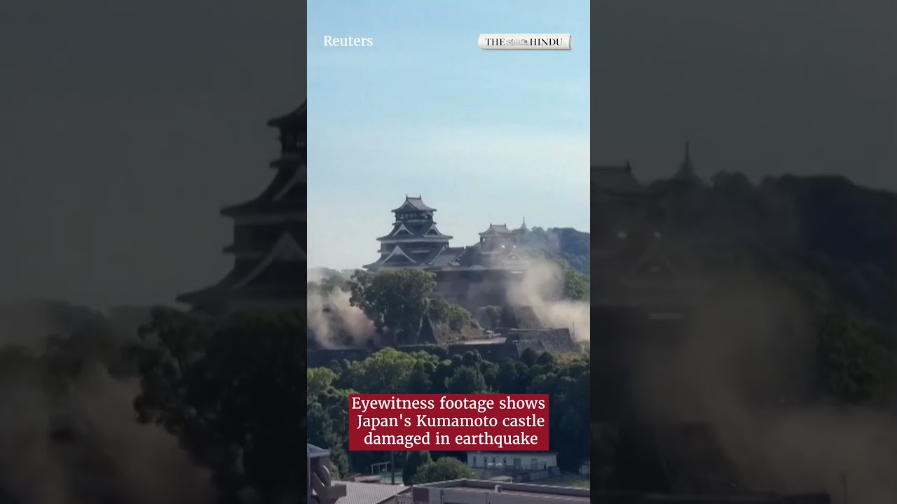 Eyewitness footage shows Japan's Kumamoto Castle damaged in earthquake