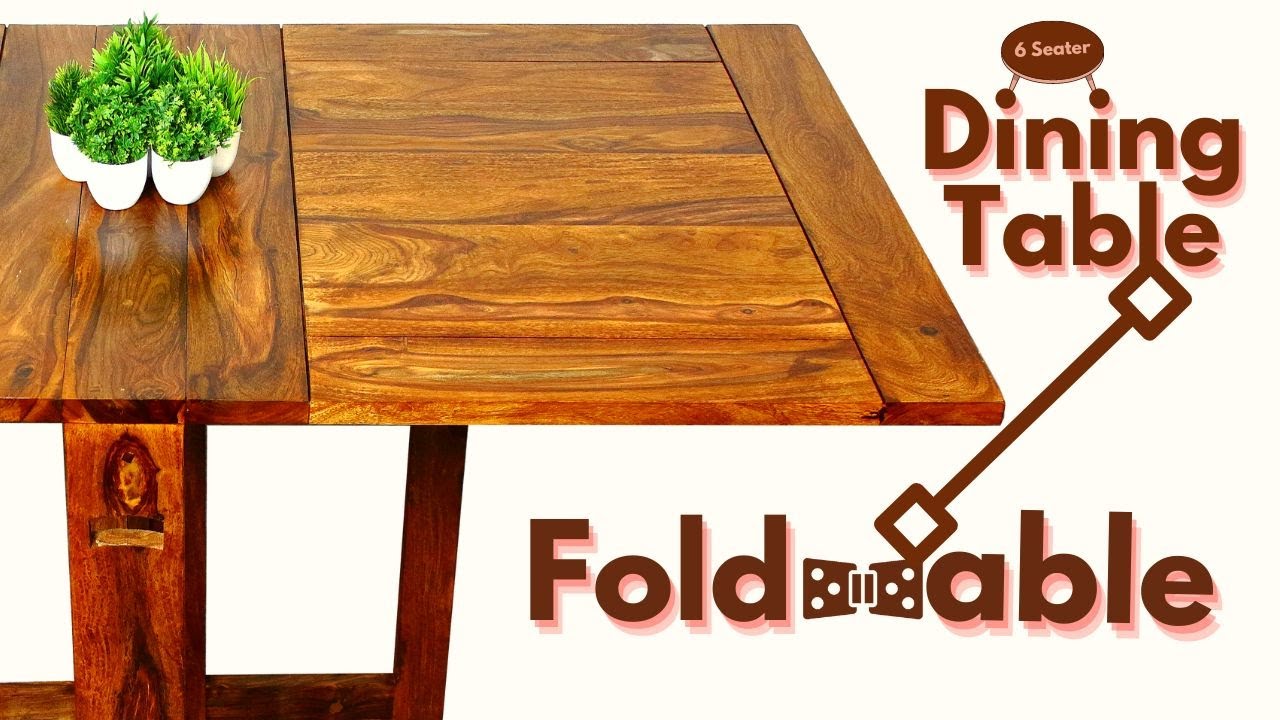Solid Sheesham Wood Folding Dining Table Plain Top by @antaryuga
