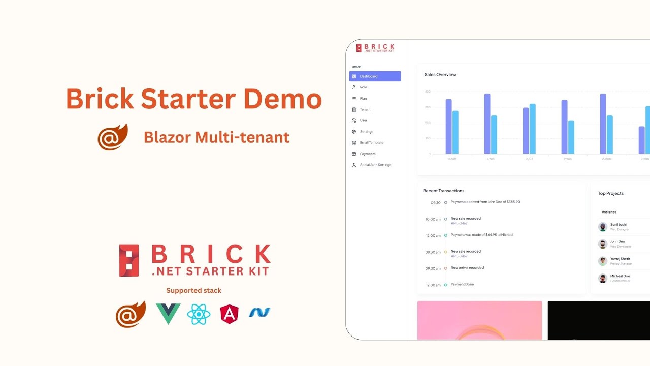 Demo - Brick Starter - .NET Core Starter Template for Blazor Multi-tenant - Edited