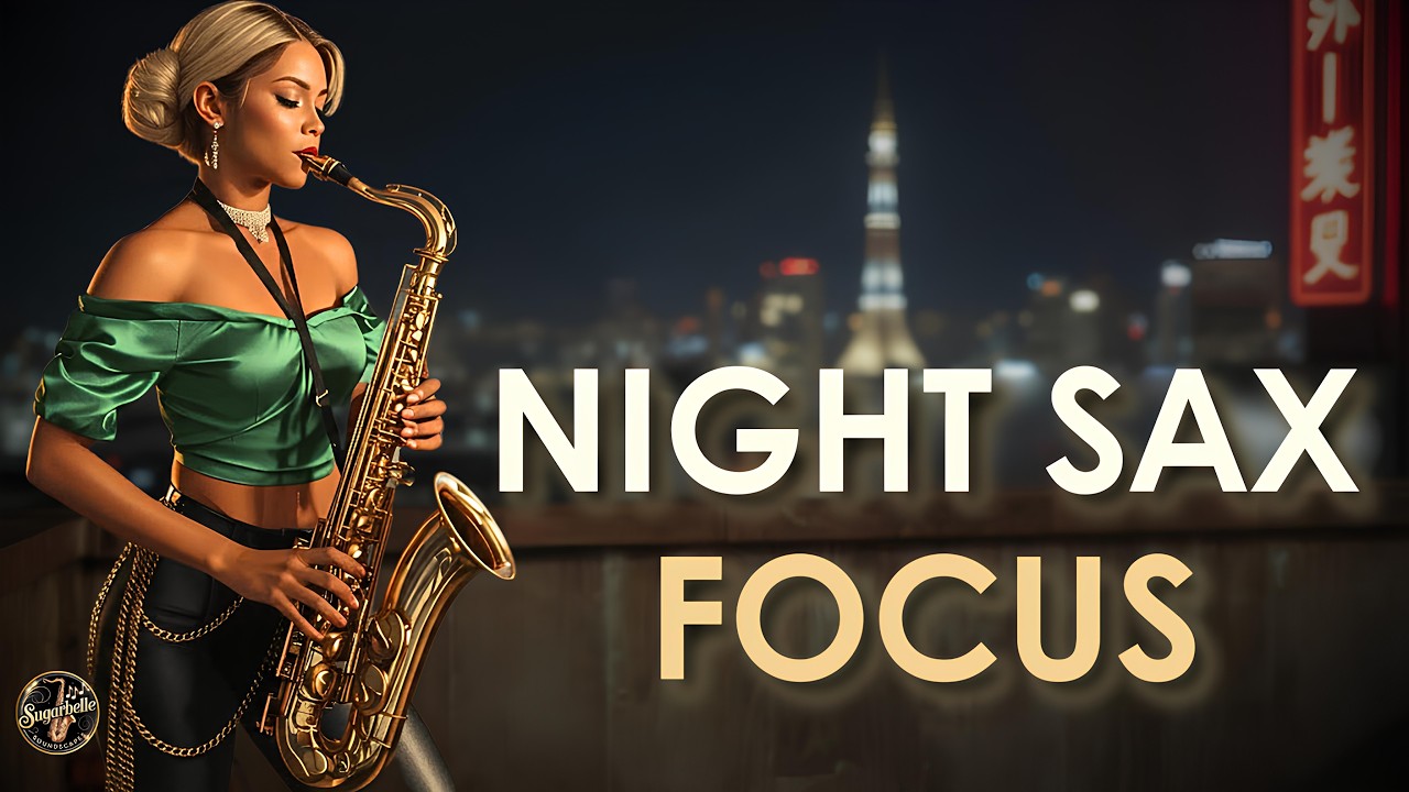 Smooth Midnight Saxophone Melodies on a Rooftop | Late Night Productivity & Focus Vibes