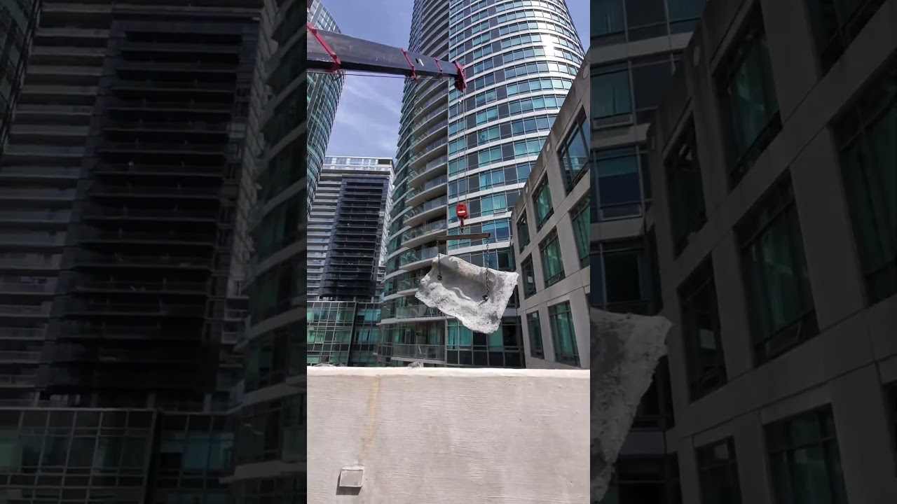 THE CONCRETE JUNGLE 🪨 #artificialrock #toronto #waterfall #condo #concretewaterfall #fauxrock