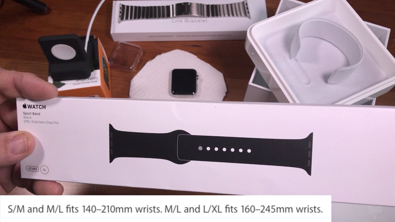 Limited Black XL Apple Watch Sport band 160mm to 245mm and More (audio fixed)