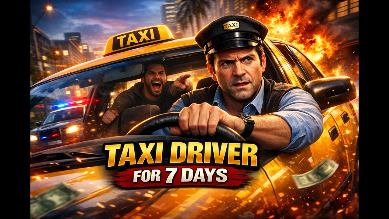 Michael Driving Taxi for 7 Days… Crazy GTA 5 Story! 🚕😂
