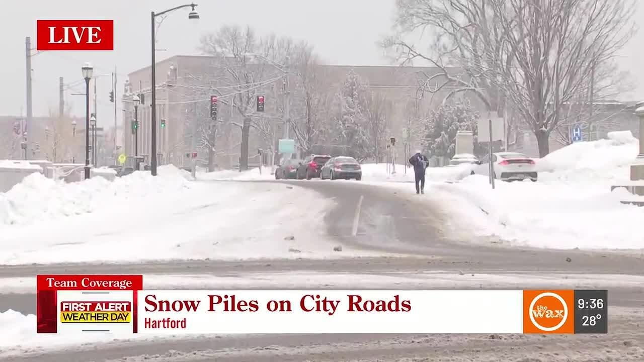 VIDEO: Snow piles back up in Hartford