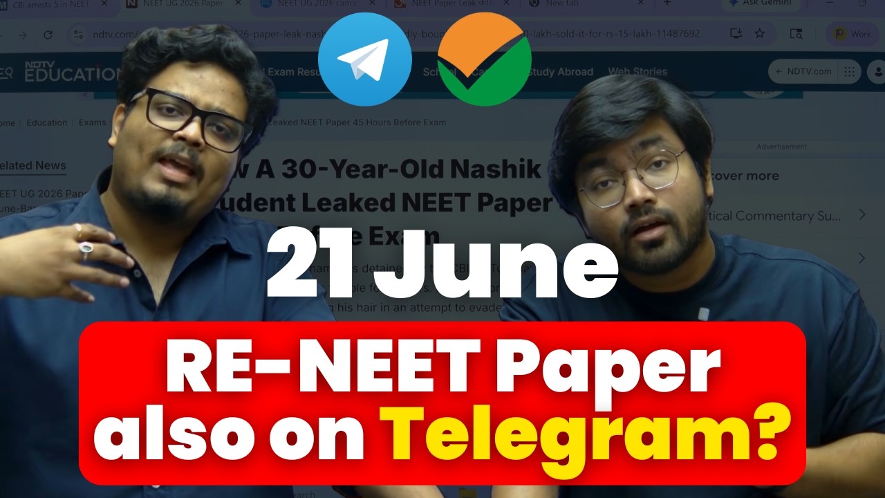 Re-NEET 21 June | What the HELL is Wrong NTA? Re-NEET 2026 Paper LEAK on Telegram? NTA vs Telegram