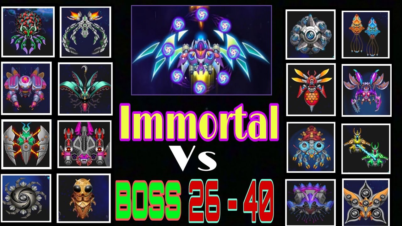 Space shooter Immortal vs boss 25 - 40 | Bắn ruồi hạ boss 25 - 40 bằng Bất Diệt