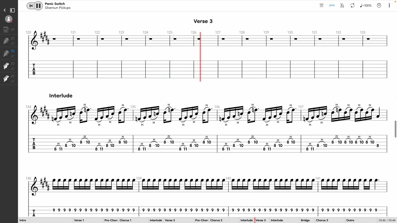 Panic Switch - Silversun Pickups (GUITAR 2 TAB PLAY ALONG)
