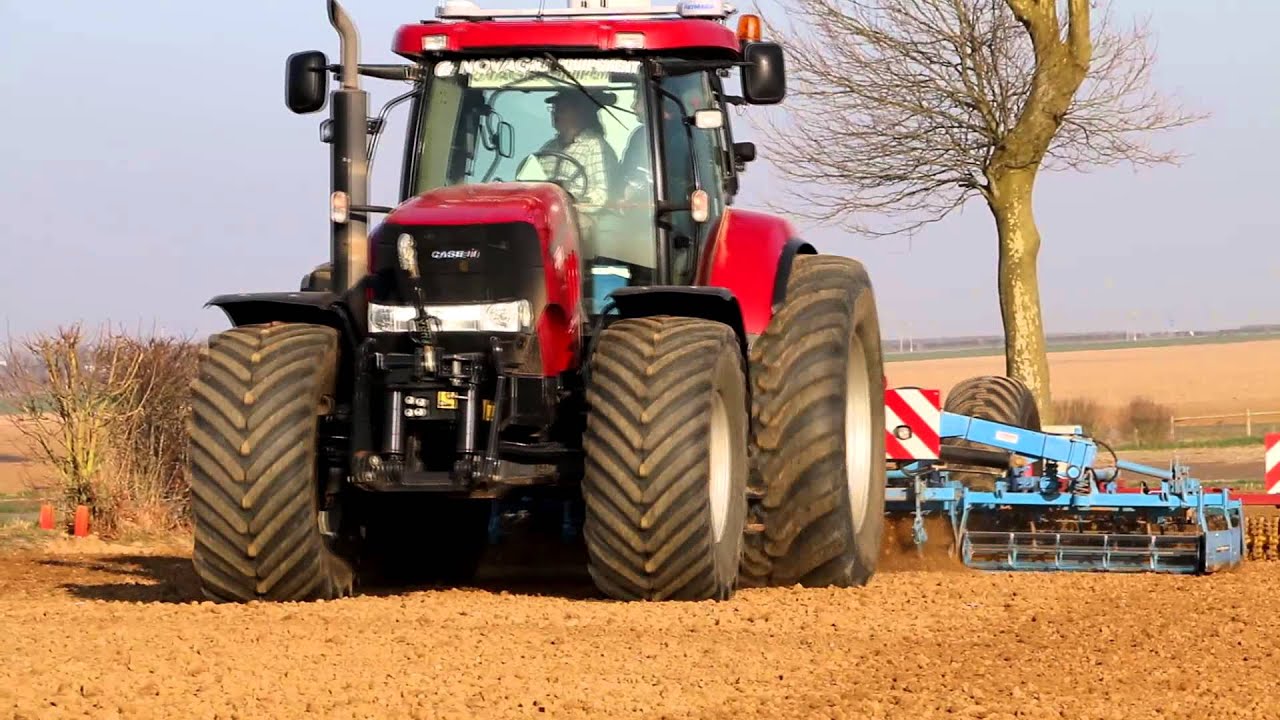 Semis de betterave avec 3 CASE IH, PUMA 215 et 225, CVX 195 ! Semoir 20 rangs