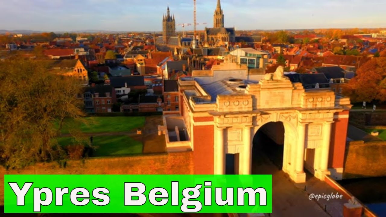 Ypres Belgium - Medieval town with fortress walls - 4k