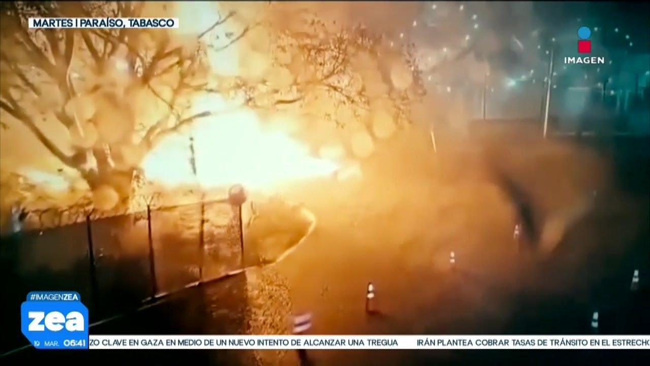 Опубликовано видео, запечатлевшее точный момент пожара на нефтеперерабатывающем заводе «Ольмека» ...