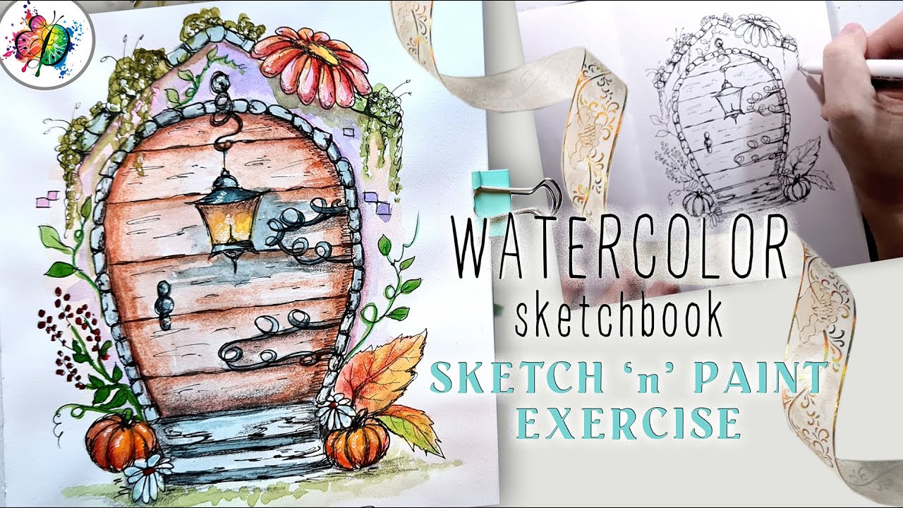 Watercolor Sketchbook Autumn Fairy Doors - sketch'n'paint with Mary