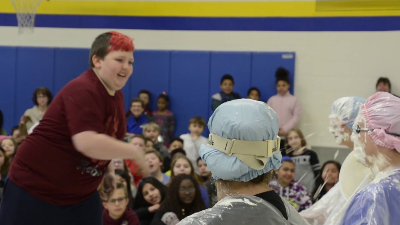 Grewenow pies in the face for perfect attendance