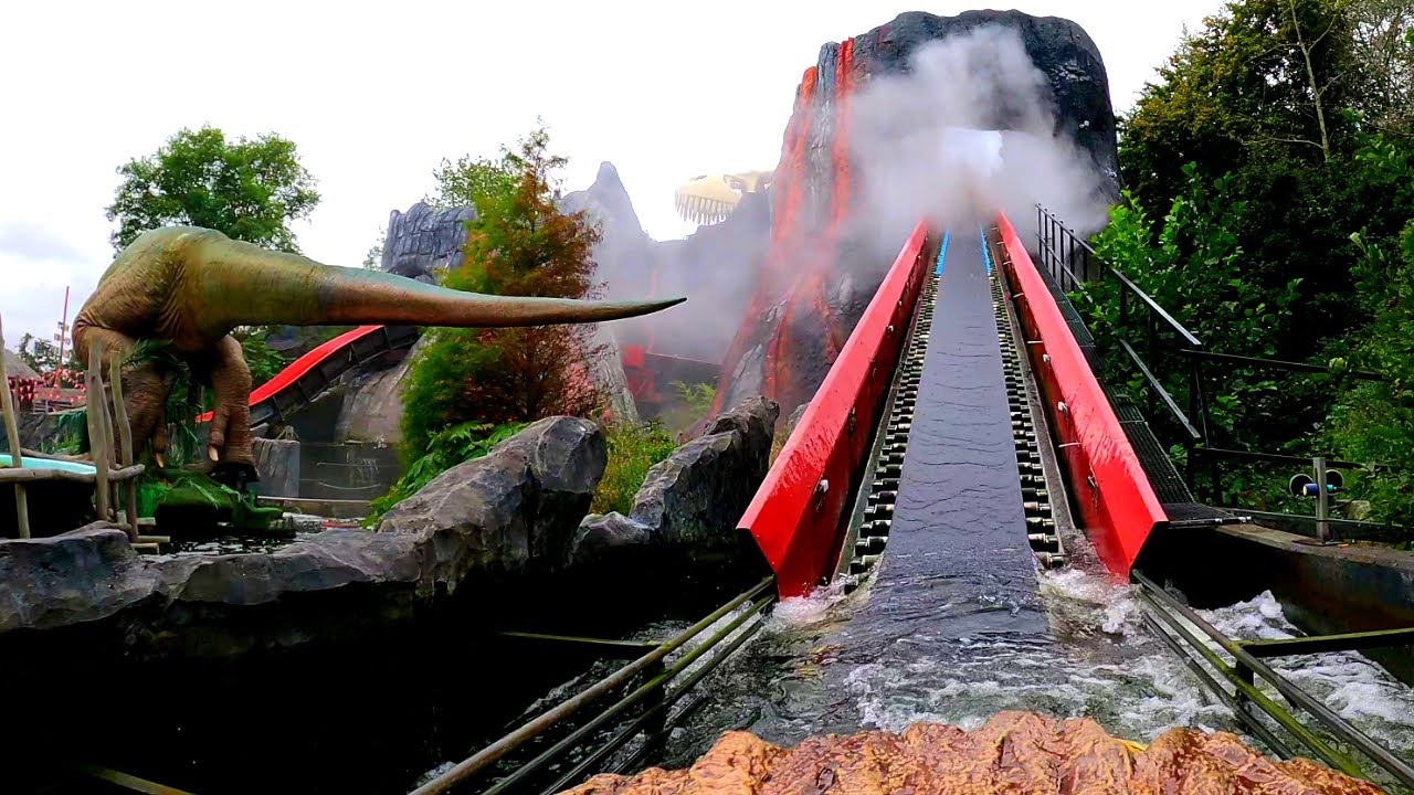 Dino Splash 4K Front Seat POV - Plopsaland De Panne